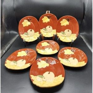 7 Fall Autumn  Harvest Oval Appitzer Dessert Plates  Essential Home